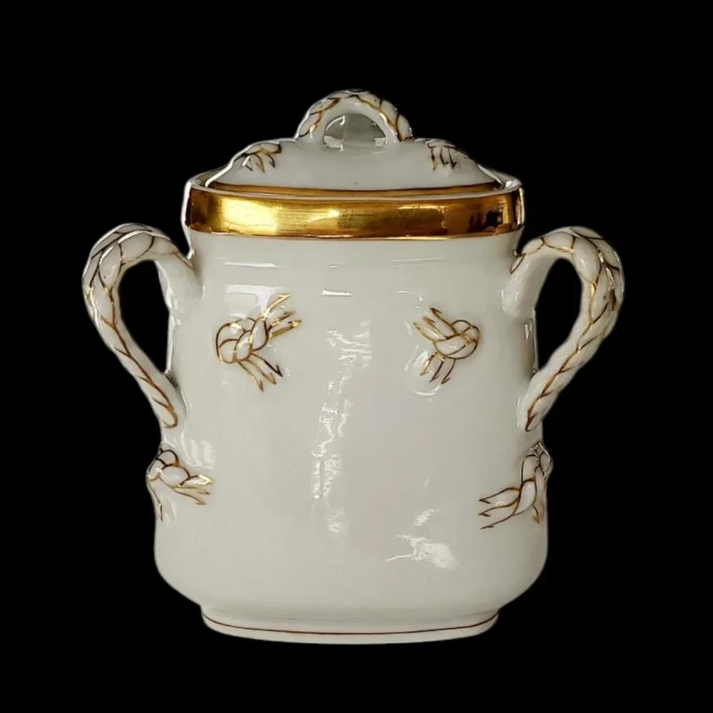 Antique Haviland Limoges Rope Handle Triangle Sugar Bowl 1879-1889